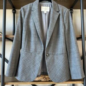 Banana Republic Gray Plaid Single-Button Blazer